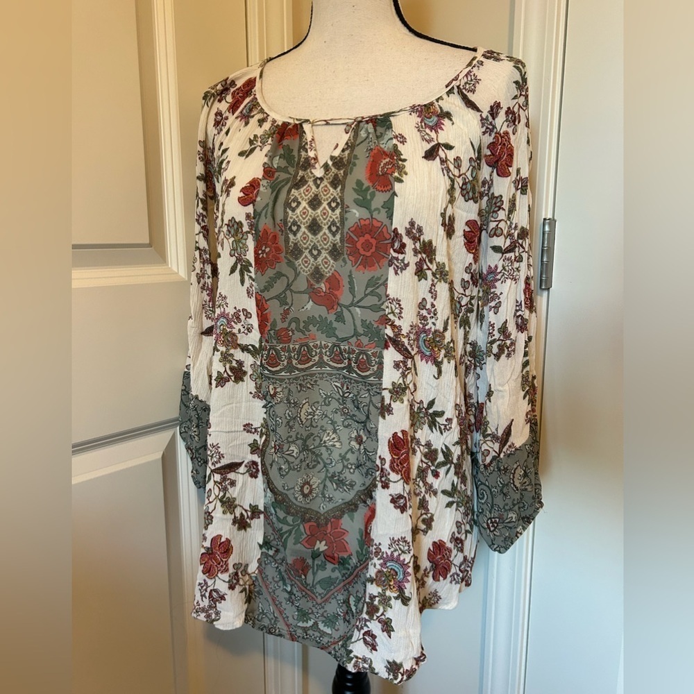 Floral peasant blouse tunic